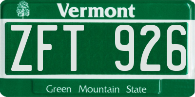 VT license plate ZFT926