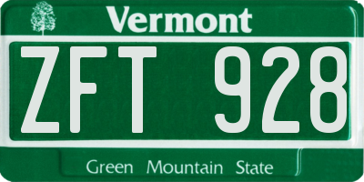 VT license plate ZFT928