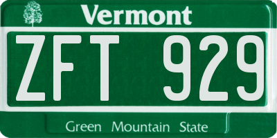 VT license plate ZFT929