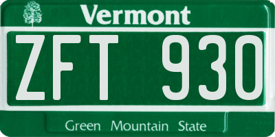 VT license plate ZFT930