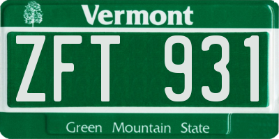 VT license plate ZFT931