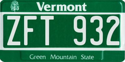 VT license plate ZFT932