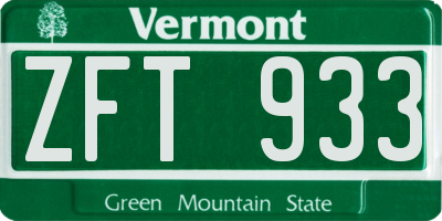 VT license plate ZFT933