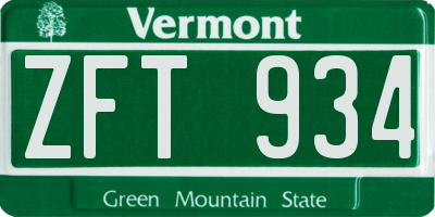 VT license plate ZFT934
