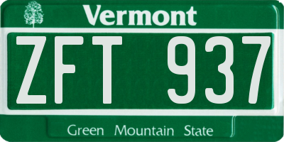 VT license plate ZFT937