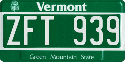 VT license plate ZFT939