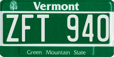 VT license plate ZFT940