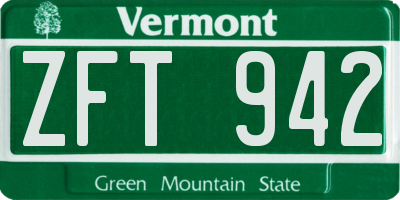 VT license plate ZFT942