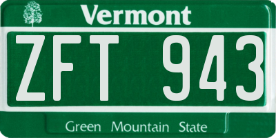 VT license plate ZFT943