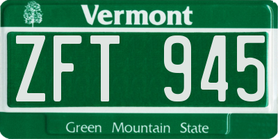 VT license plate ZFT945