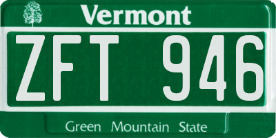 VT license plate ZFT946