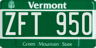 VT license plate ZFT950