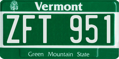 VT license plate ZFT951