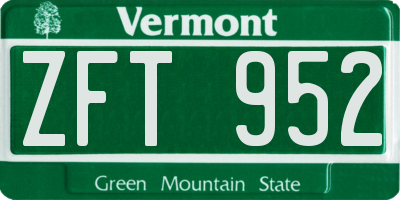 VT license plate ZFT952