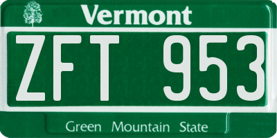 VT license plate ZFT953
