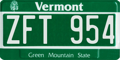 VT license plate ZFT954