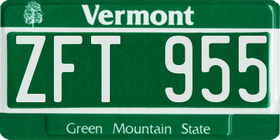 VT license plate ZFT955