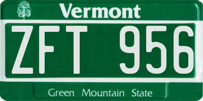 VT license plate ZFT956