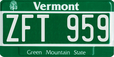VT license plate ZFT959