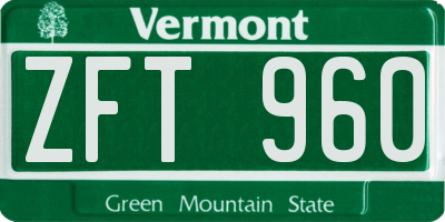 VT license plate ZFT960