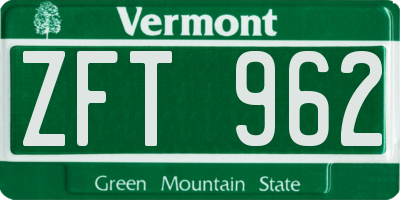 VT license plate ZFT962