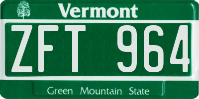 VT license plate ZFT964