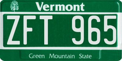 VT license plate ZFT965