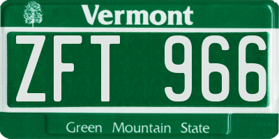 VT license plate ZFT966