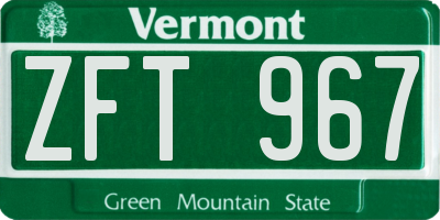 VT license plate ZFT967