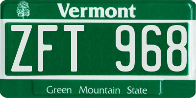 VT license plate ZFT968