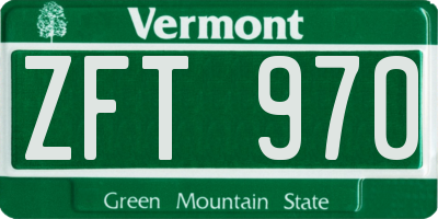 VT license plate ZFT970