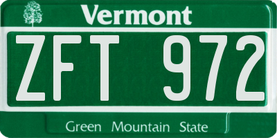 VT license plate ZFT972