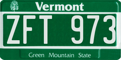 VT license plate ZFT973