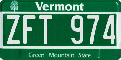VT license plate ZFT974
