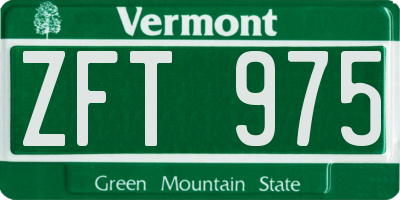 VT license plate ZFT975