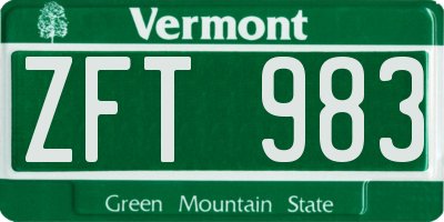VT license plate ZFT983