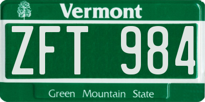 VT license plate ZFT984