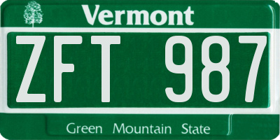 VT license plate ZFT987