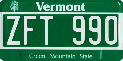 VT license plate ZFT990