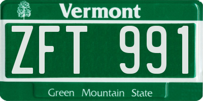 VT license plate ZFT991