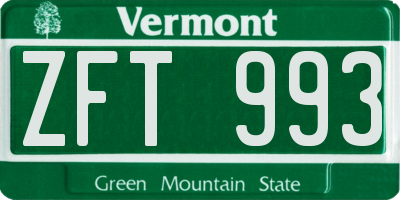 VT license plate ZFT993