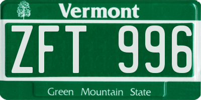VT license plate ZFT996