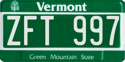 VT license plate ZFT997