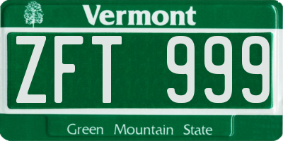 VT license plate ZFT999