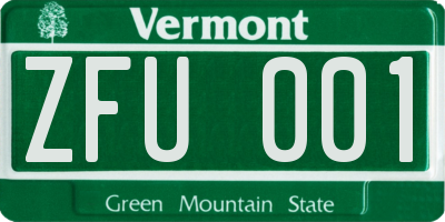 VT license plate ZFU001