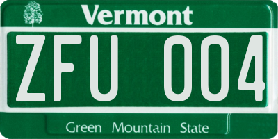 VT license plate ZFU004