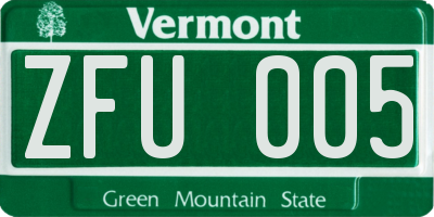 VT license plate ZFU005