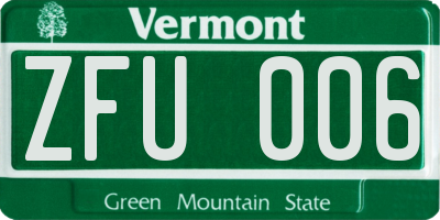 VT license plate ZFU006