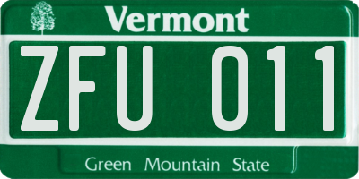 VT license plate ZFU011