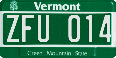 VT license plate ZFU014